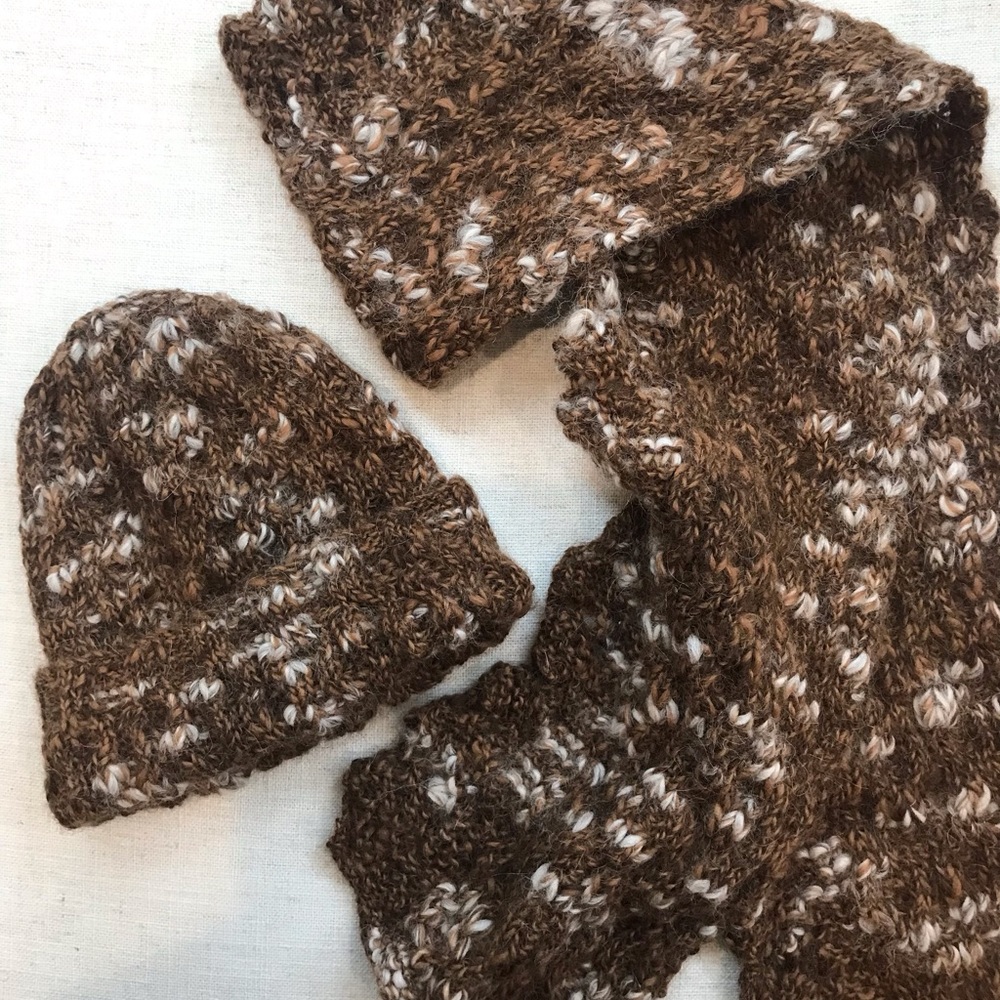 Hand Knit Scarf and Hat Set